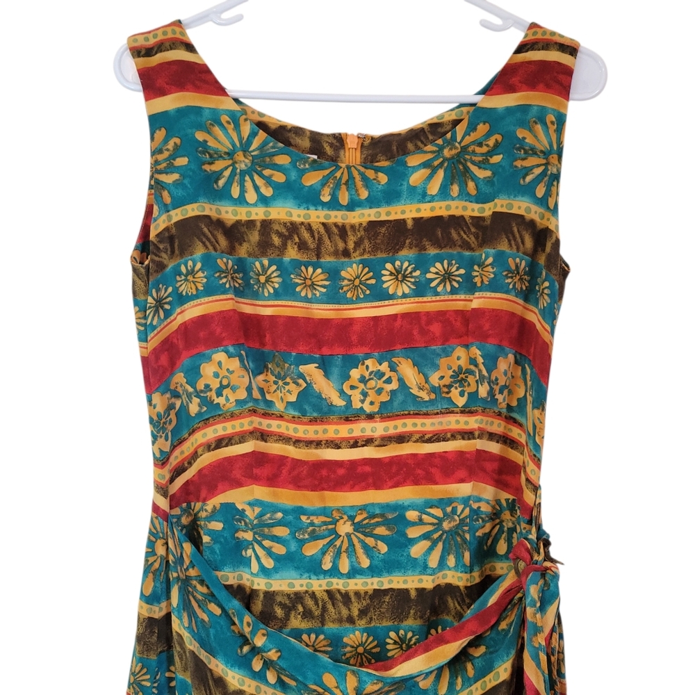 Vintage August Hale 100% Silk Printed Wrap Maxi Dress Size 12 Boho Resort - Picture 10 of 13